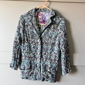 Alberto Makali Women's Textured Knit Blazer Jacket Multi Color Paisley Sz Small